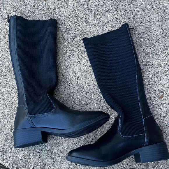 Steve Madden Girl’s J-Elated Black Tall Boot Stretch Calf Leather Black Kids 2 - Picture 3 of 9